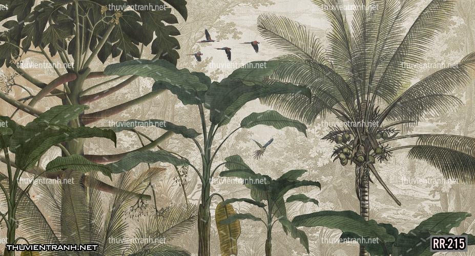 Tranh dán tường rừng rậm nhiệt đới, Tranh vẽ cổ điển, Vintage TropicalRR-215 - Tranh tường chất lượng cao